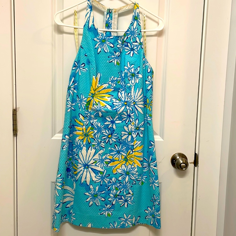 Lilly Pulitzer turquoise flowered dress, size 4
